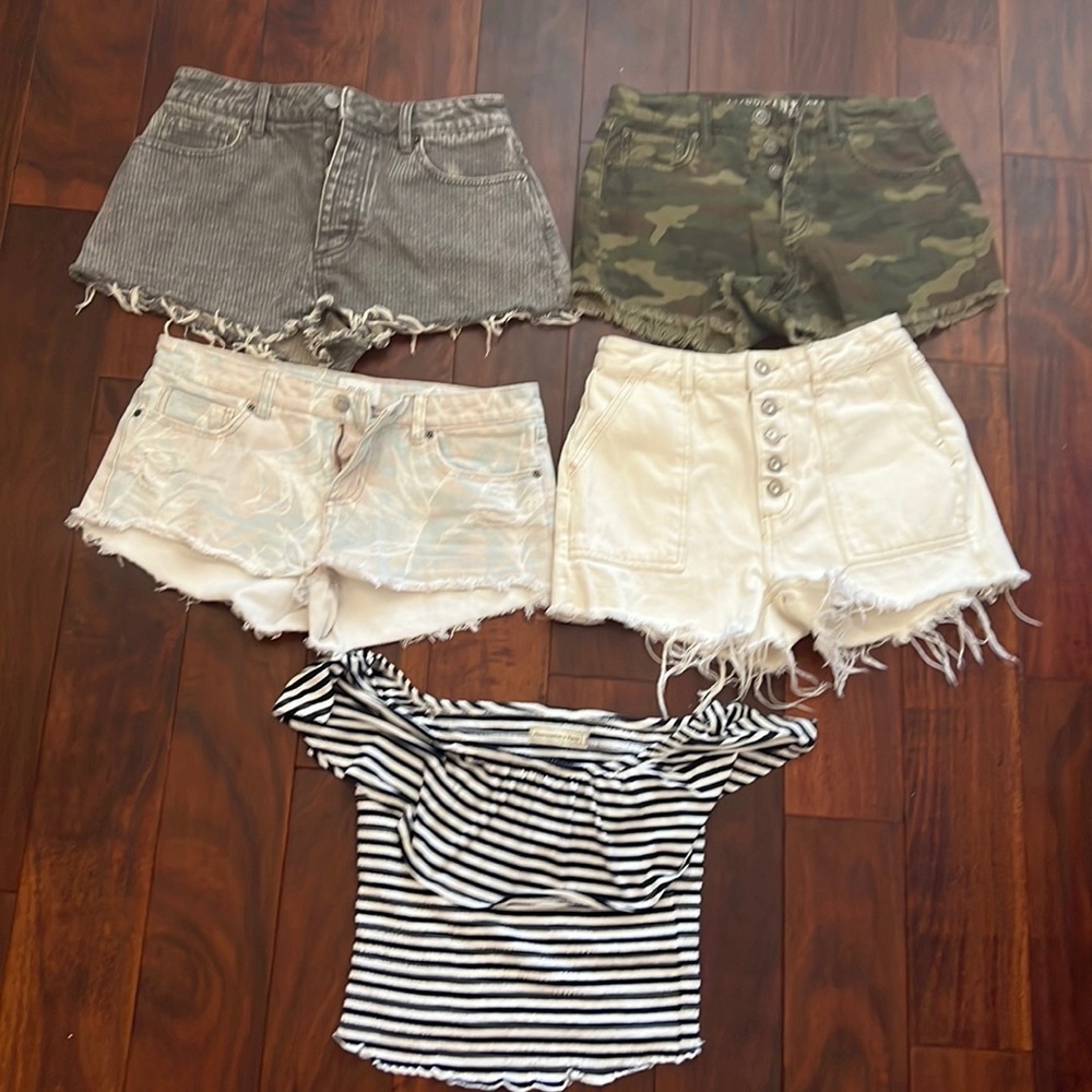 COPY - Lot of 4 shorts and 1 AF top RVCA Free People Abercrombie & Fitch Americ…